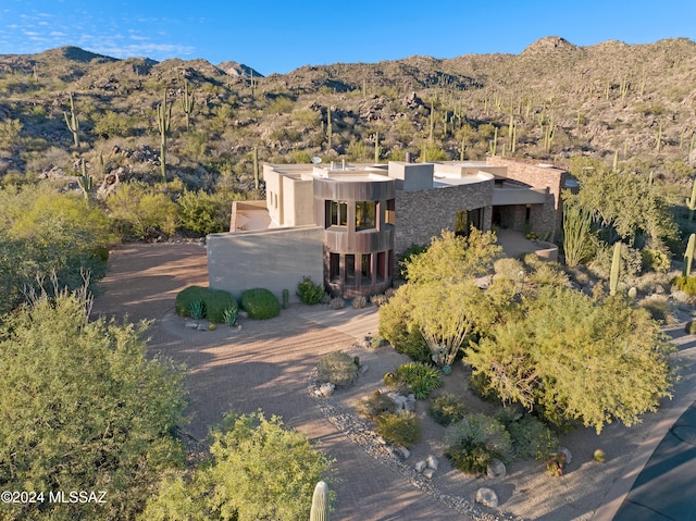 aerial view featuring a mountain view