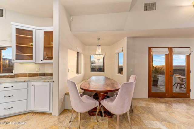 dining space with french doors