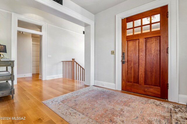 foyer featuring light wood-type flooring