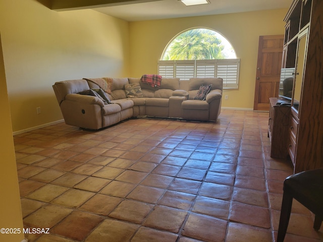 view of tiled living room