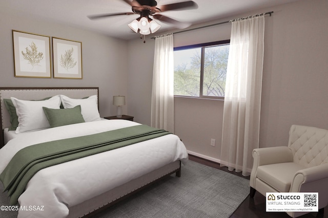 bedroom featuring ceiling fan