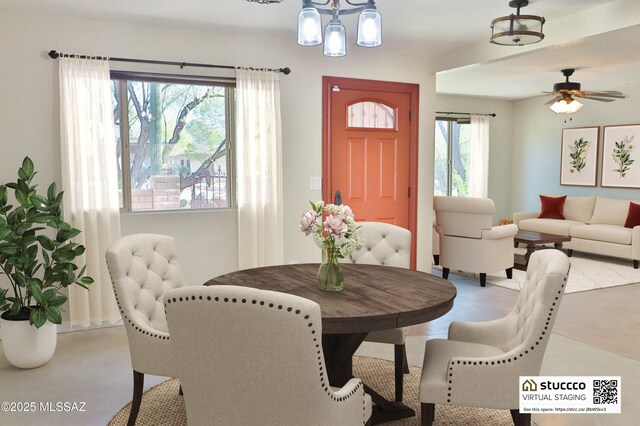 dining room with an inviting chandelier