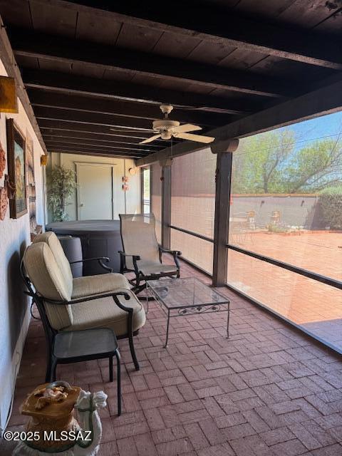 611 S Los Opalos, Green Valley, AZ 85614 - view of patio / terrace featuring a ceiling fan