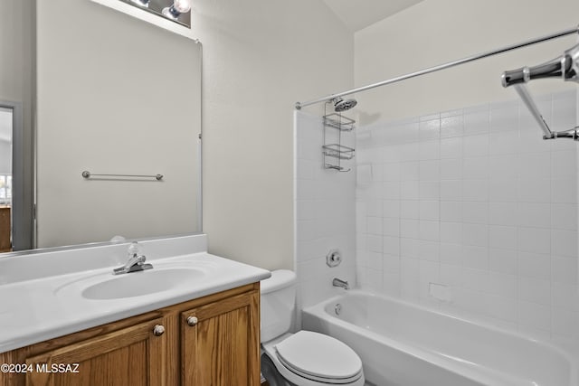 1955 E E Clf, Swallow Trail, Green Valley, AZ 85614 - bathroom with toilet, vanity, and tub / shower combination