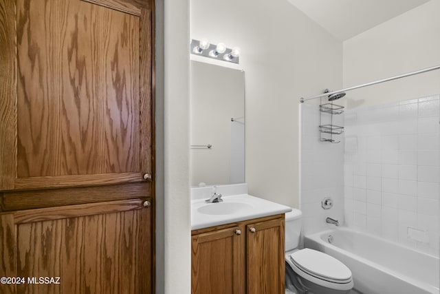 1955 E E Clf, Swallow Trail, Green Valley, AZ 85614 - bathroom featuring toilet, vanity, and shower / washtub combination