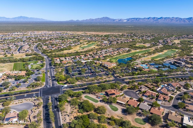 1955 E E Clf, Swallow Trail, Green Valley, AZ 85614 - aerial view of property and surrounding area featuring a water and mountain view, nearby suburban area, and a golf club