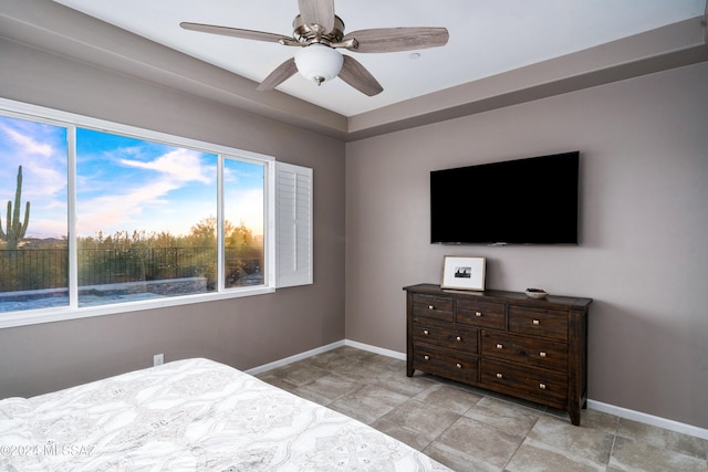 bedroom featuring ceiling fan