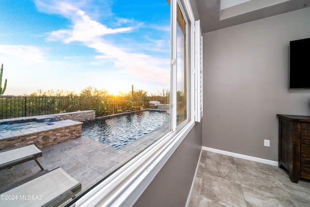 interior space with pool water feature