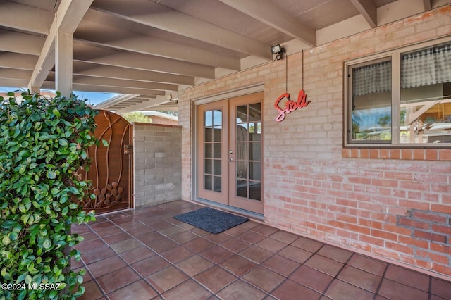 view of patio / terrace featuring french doors