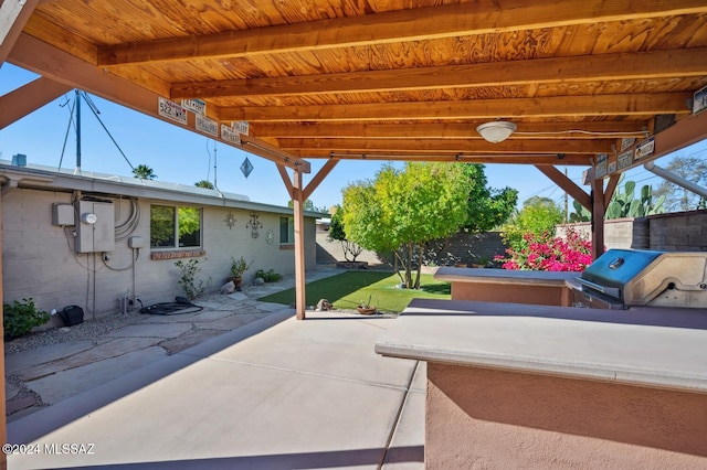 view of patio with area for grilling