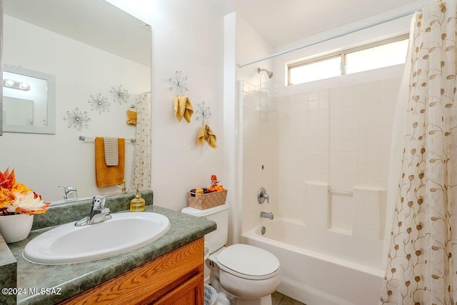 full bathroom featuring vanity, toilet, and shower / bath combo with shower curtain