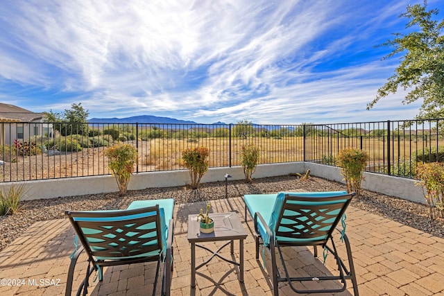 60241 E Arroyo Grande Dr, Oracle, AZ 85623 - view of patio featuring a mountain view and a fenced backyard