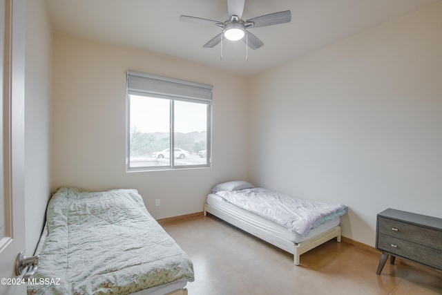 bedroom with carpet floors and ceiling fan