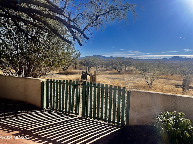 exterior space featuring a mountain view