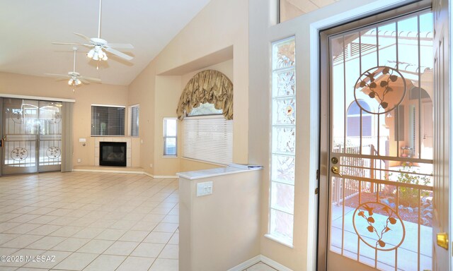 view of patio featuring ceiling fan