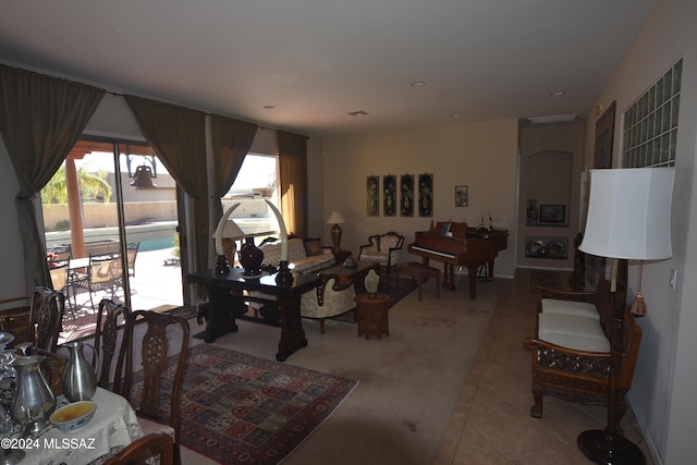 view of tiled living room