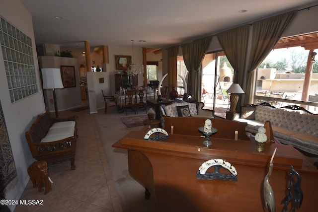 view of tiled living room