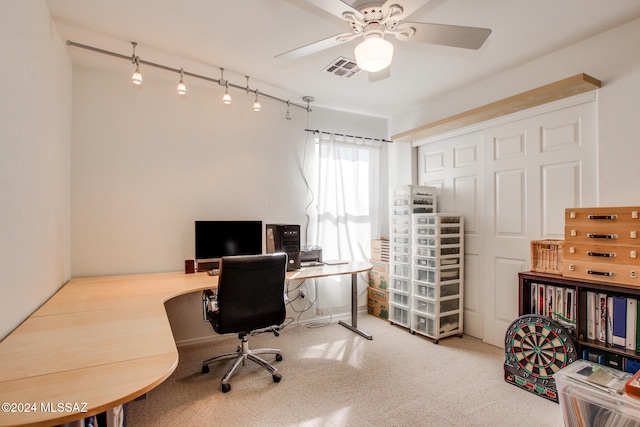 home office with ceiling fan