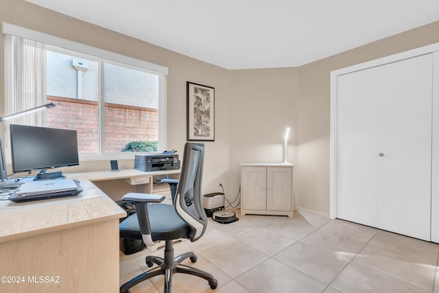 view of tiled home office