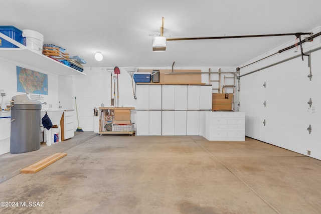 garage with a garage door opener