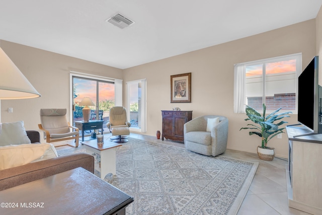 view of tiled living room