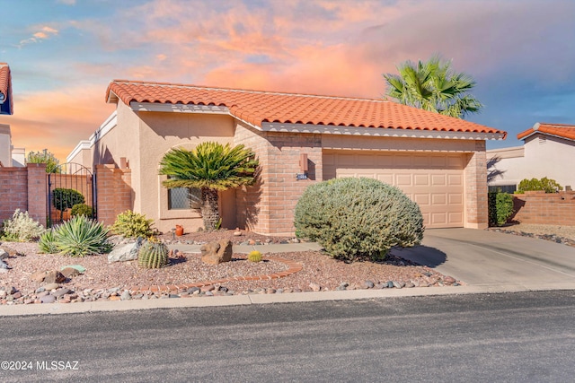 view of front of home with a garage