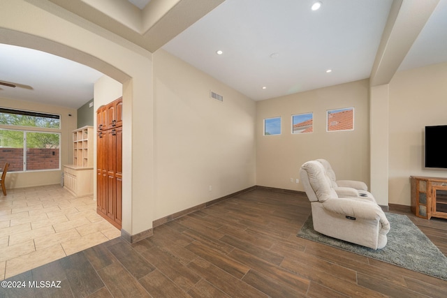 living area featuring light hardwood / wood-style flooring