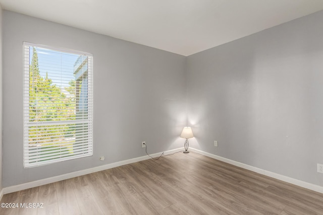 spare room with light hardwood / wood-style floors and plenty of natural light