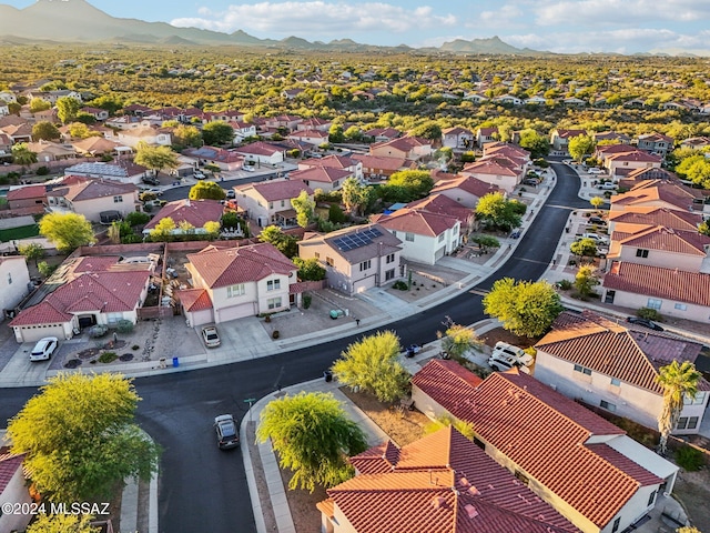 birds eye view of property featuring a mountain view