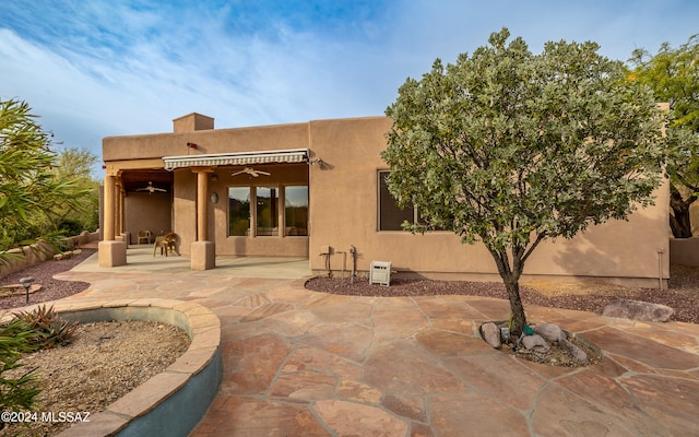 back of house with a patio area and ceiling fan