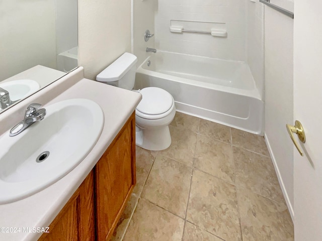 full bathroom featuring tile patterned floors, vanity, toilet, and shower / bath combination