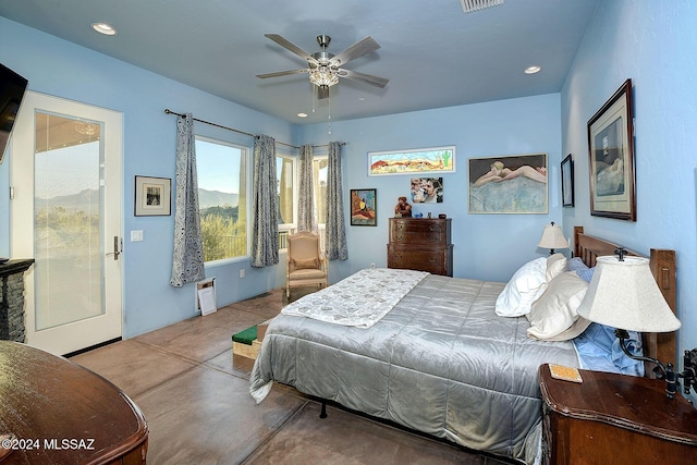 bedroom featuring ceiling fan