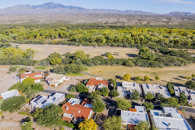 drone / aerial view featuring a mountain view