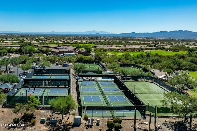 birds eye view of property featuring a mountain view