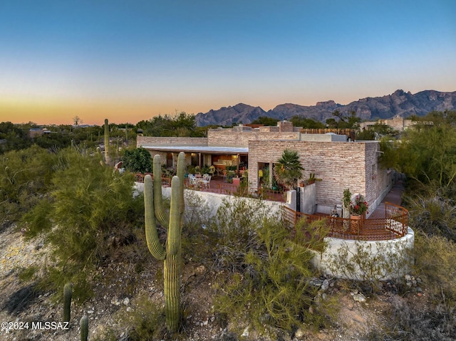 exterior space featuring a mountain view