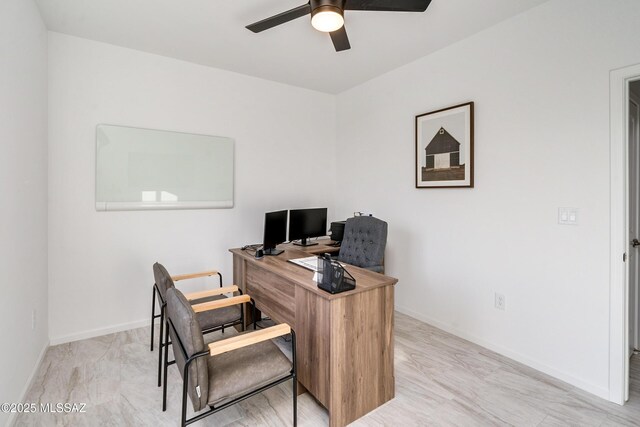 living room with ceiling fan