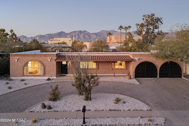 view of front facade with a mountain view