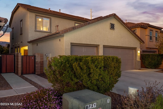 view of front of house with a garage