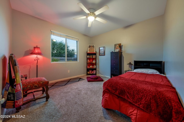 bedroom with carpet and ceiling fan