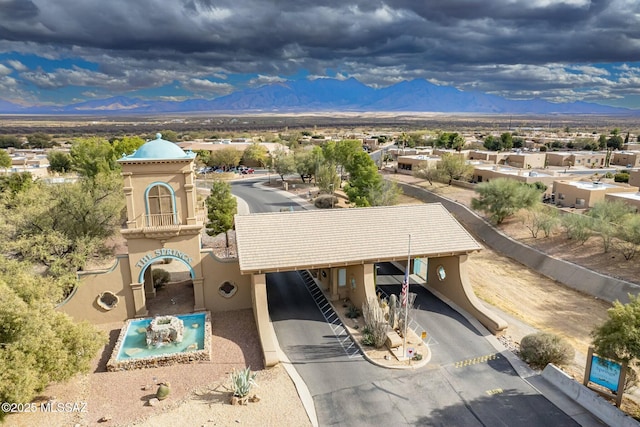 aerial view with a mountain view