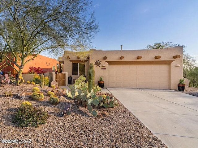 adobe home with a garage