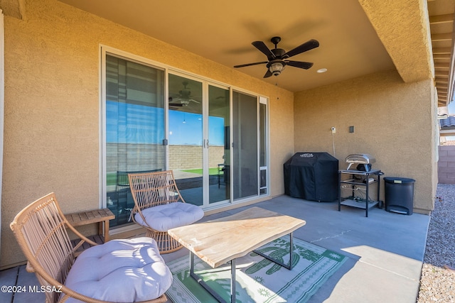 6551 E Via Arroyo Largo, Tucson, AZ 85756 - view of patio with a ceiling fan and area for grilling