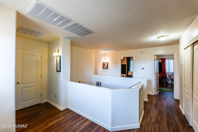 kitchen with dark hardwood / wood-style floors