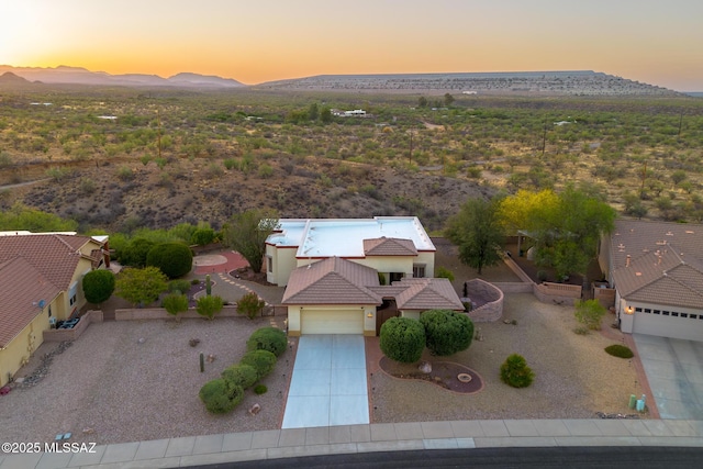 4594 S Moon River Pl, Green Valley, AZ 85622 - aerial view of property and surrounding area featuring mountains