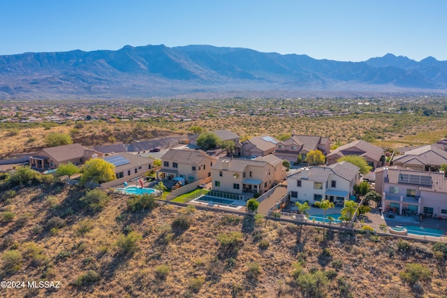 aerial view with a residential view and a mountain view