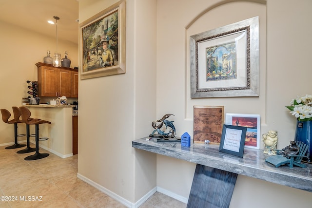 room details with light tile patterned floors