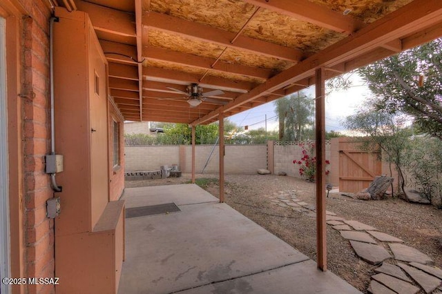 view of patio / terrace featuring ceiling fan