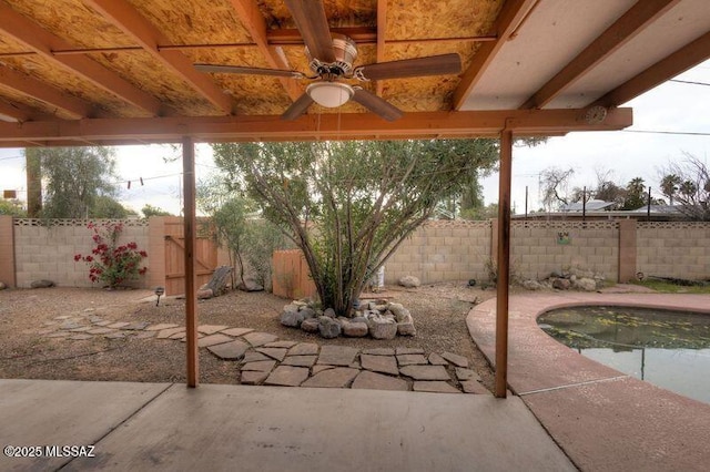 view of patio with ceiling fan