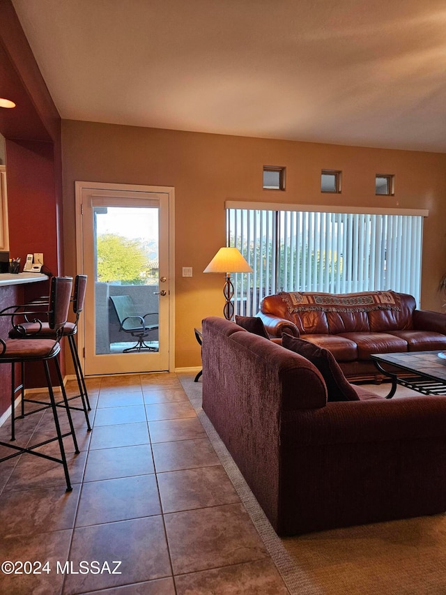 view of tiled living room