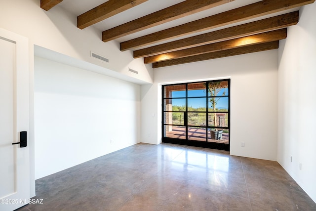 5200 N Camino Antonio, Tucson, AZ 85718 - spare room with beam ceiling, visible vents, and finished concrete floors